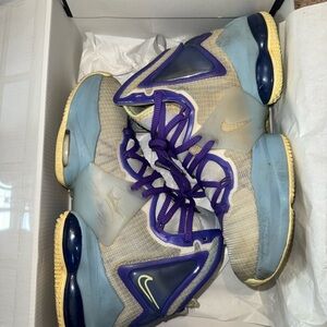 Nike Blue and Yellow LeBron James Basketball Shoes